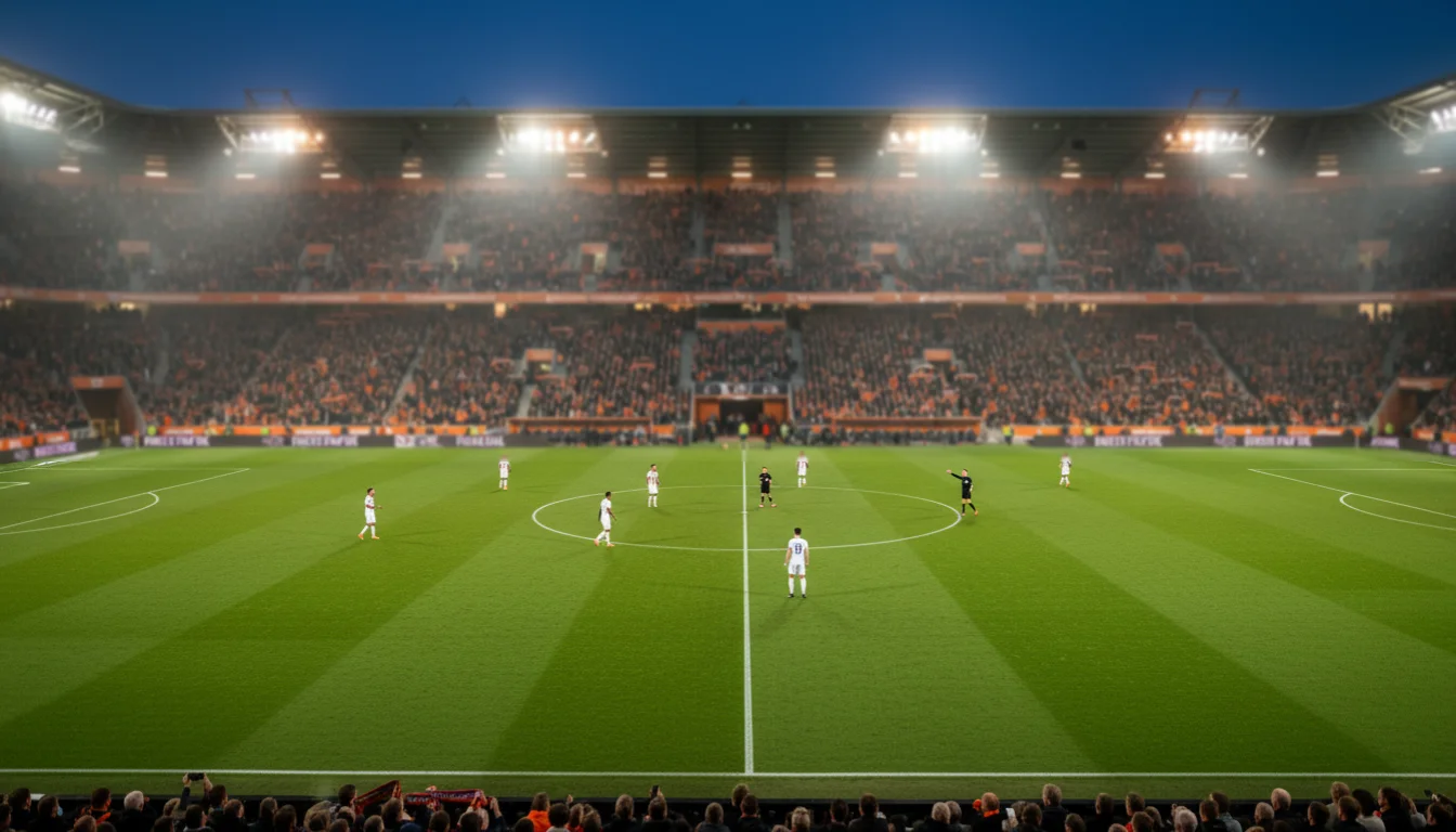 Eredivisie wedden — sfeerbeeld van een Nederlands voetbalstadion tijdens een avondwedstrijd