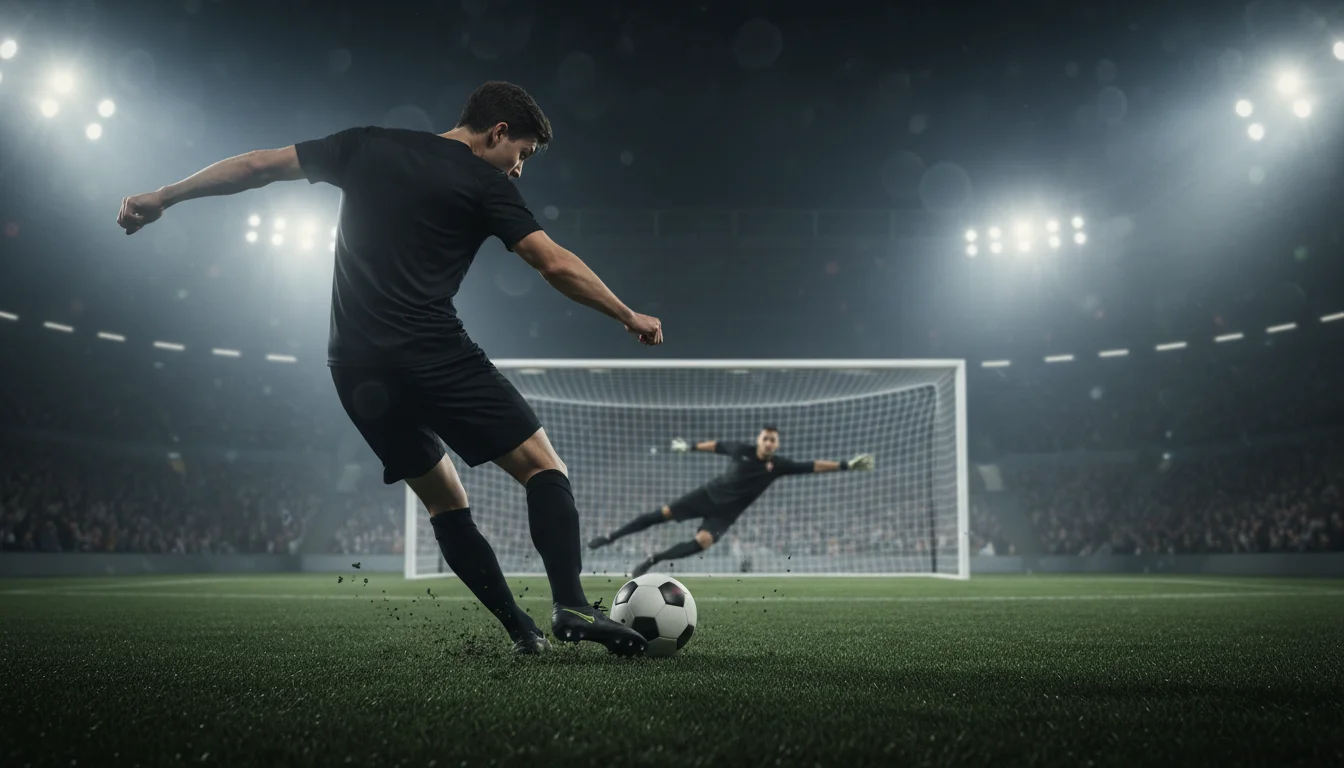 Live wedden op voetbal — intens moment tijdens een voetbalwedstrijd met supporters op de achtergrond