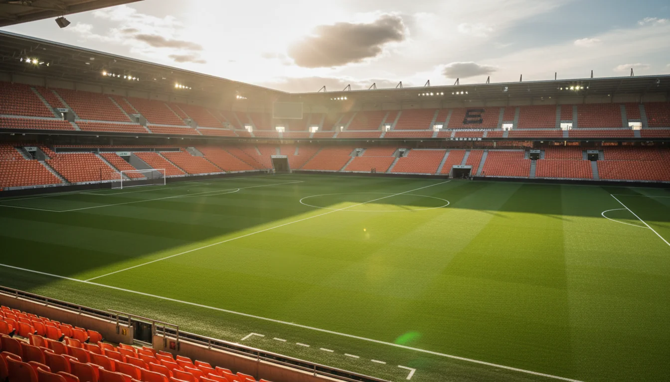 Voetbalstadion in Nederland met scorebord en groene grasmat - legaal wedden op voetbal