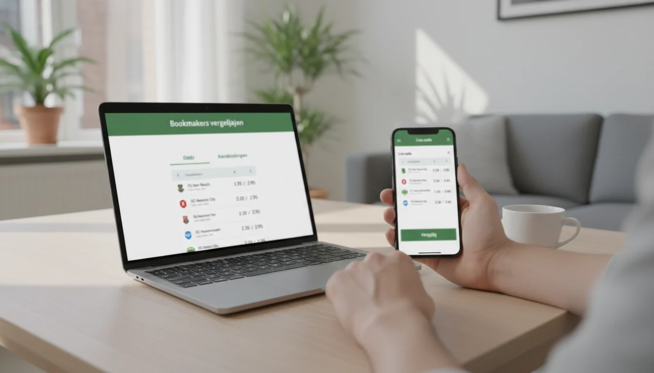 Vergelijking van Nederlandse voetbal bookmakers op laptop en smartphone